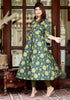 Miravan Womens Green Pure Cotton Floral Printed Anarkali Kurta