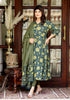 Miravan Womens Green Pure Cotton Printed Anarkali Kurta With Gold Print Dupatta