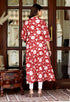 Miravan Womens Red Cotton Floral Printed Anarkali Kurta