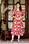 Miravan Womens Red Cotton Floral Printed Anarkali Kurta