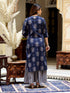 Miravan Womens Blue and Grey Printed Pure Cotton Kurta With Sharara