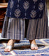 Miravan Womens Blue and Grey Printed Pure Cotton Kurta With Sharara
