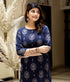Miravan Womens Blue and Grey Printed Pure Cotton Kurta With Sharara