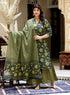 Miravan Womens Green Cotton Floral Straight Kurta and Sharara With Dupatta Set