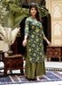 Miravan Womens Green Cotton Floral Straight Kurta and Sharara With Dupatta Set