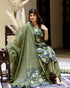 Miravan Womens Green Cotton Floral Straight Kurta and Sharara With Dupatta Set
