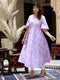 Miravan Womens Levender Floral Printed Anarkali Kurta