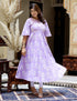 Miravan Womens Levender Floral Printed Anarkali Kurta