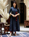 Miravan Womens Blue Abstract Print Ankle Length Angrakha Style Kurta