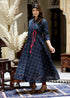 Miravan Womens Blue Abstract Print Ankle Length Angrakha Style Kurta