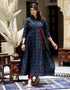 Miravan Womens Blue Abstract Print Ankle Length Angrakha Style Kurta