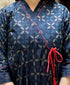 Miravan Womens Blue Abstract Print Ankle Length Angrakha Style Kurta