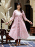 Miravan Womens Orange Cotton Floral Printed Kurta With Jacket