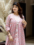Miravan Womens Orange Cotton Floral Printed Kurta With Jacket