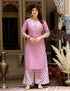 Miravan Womens Pink Cotton Floral Print Straight Kurta And Palazzo Set