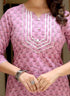 Miravan Womens Pink Cotton Floral Print Straight Kurta And Palazzo Set