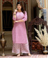 Miravan Womens Pink Cotton Floral Print Straight Kurta And Palazzo Set