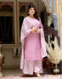 Miravan Womens Pink Cotton Kurta With Palazzo and Dupatta Set