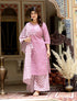 Miravan Womens Pink Cotton Kurta With Palazzo and Dupatta Set