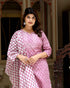 Miravan Womens Pink Cotton Kurta With Palazzo and Dupatta Set