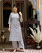 Miravan Womens Blue Cotton Floral Printed Straight Kurta Palazzo