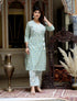 Miravan Womens Green Floral Jaipuri Cotton Kurta Palazzo With Tassel Set