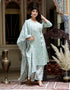 Miravan Womens Green Floral Printed Angrakha Pure Cotton Kurta With Palazzo and Dupatta Set