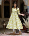 Miravan Womens Yellow Cotton Floral Printed Anarkali Kurta
