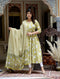 Miravan Womens Yellow Cotton Floral Print Anarkali Kurta With Dupatta
