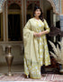 Miravan Womens Yellow Cotton Floral Print Anarkali Kurta With Dupatta