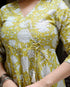 Miravan Womens Yellow Cotton Floral Printed Anarkali Kurta