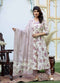 Miravan Womens Pink Floral Print Anarkali Kurta With Palazzo and Dupatta Set