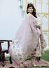 Miravan Womens Pink Floral Print Anarkali Kurta With Palazzo and Dupatta Set