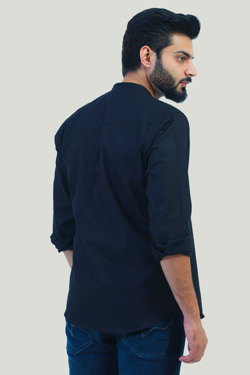 Veshbhoshaa Bluebird Men'S Black Casual Short Kurta