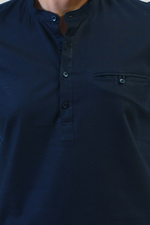 Veshbhoshaa Bluebird Men'S Black Casual Short Kurta