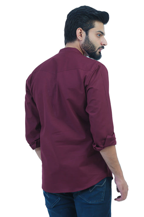 Veshbhoshaa Bluebird Men'S Maroon Festive Short Kurta