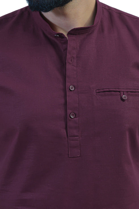 Veshbhoshaa Bluebird Men'S Maroon Festive Short Kurta