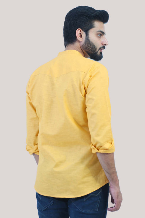 Veshbhoshaa Bluebird Men'S Yellow Festive Short Kurta
