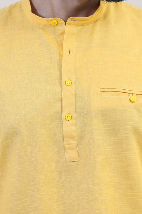 Veshbhoshaa Bluebird Men'S Yellow Festive Short Kurta