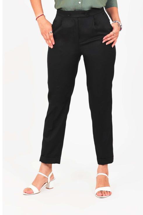 Veshbhoshaa Bluebird Women'S Black Formal Trousers