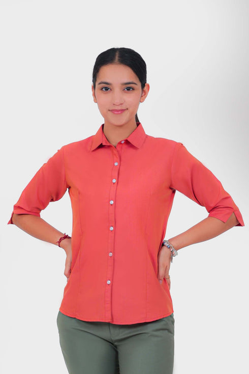 Veshbhoshaa Bluebird Women'S Coral Formal Shirt