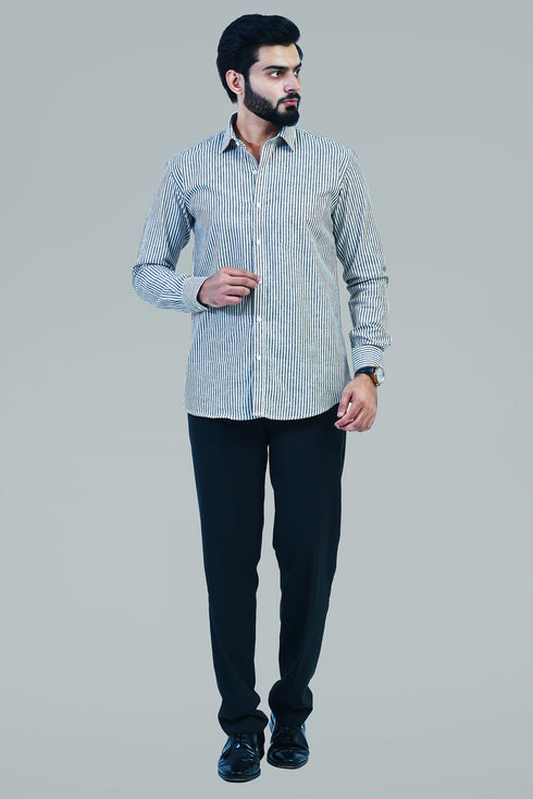 Veshbhoshaa Bluebird Men'S Black Striped Formal Shirt