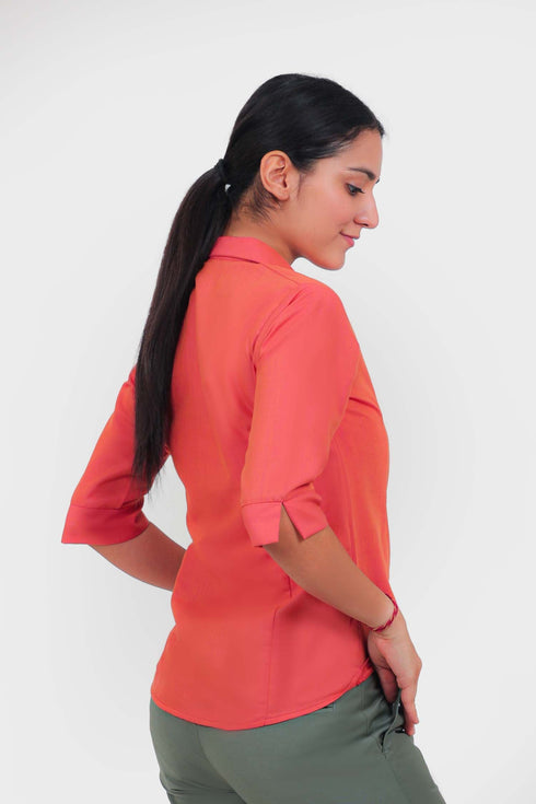 Veshbhoshaa Bluebird Women'S Coral Formal Shirt