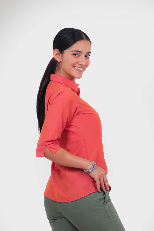 Veshbhoshaa Bluebird Women'S Coral Formal Shirt