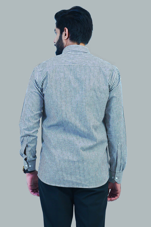 Veshbhoshaa Bluebird Men'S Black Striped Formal Shirt