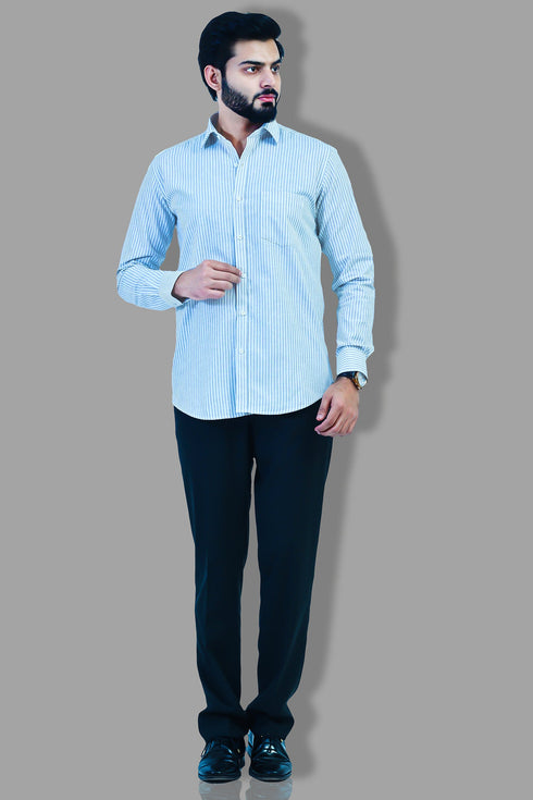Veshbhoshaa Bluebird Men'S Blue Striped Formal Shirt