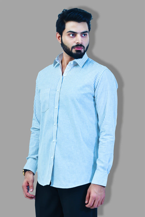 Veshbhoshaa Bluebird Men'S Blue Striped Formal Shirt