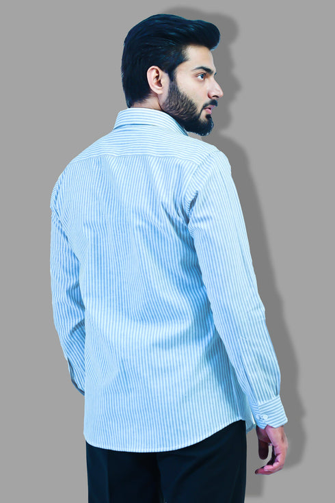 Veshbhoshaa Bluebird Men'S Blue Striped Formal Shirt