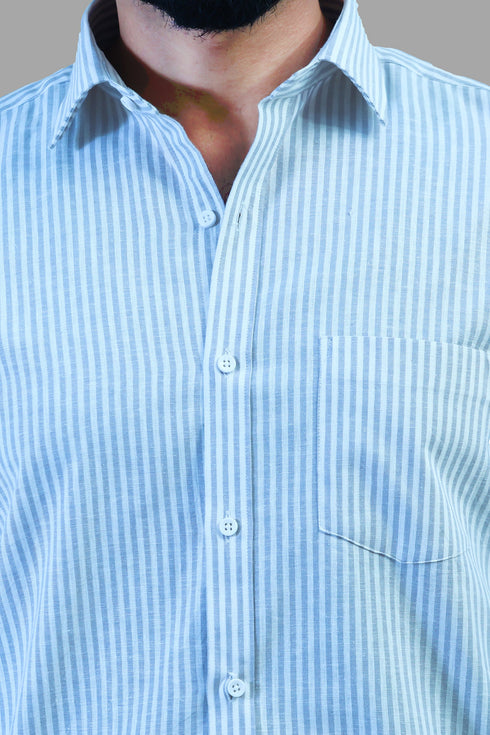 Veshbhoshaa Bluebird Men'S Blue Striped Formal Shirt