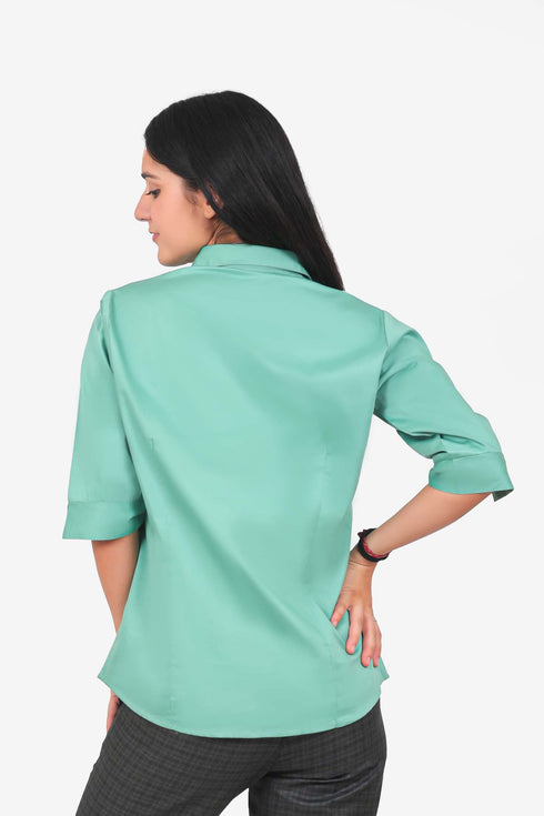 Veshbhoshaa Bluebird Women'S Light Green Formal Shirt